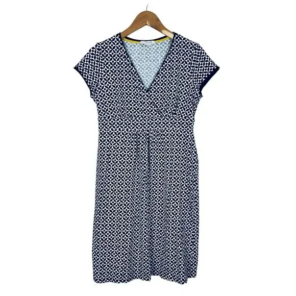 Boden | Dresses | Boden Casual Jersey Dress Size 6p Pinwheel Print Empire  Waist Navy Blue White